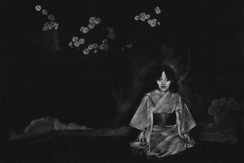 White pencil on black Canford paper